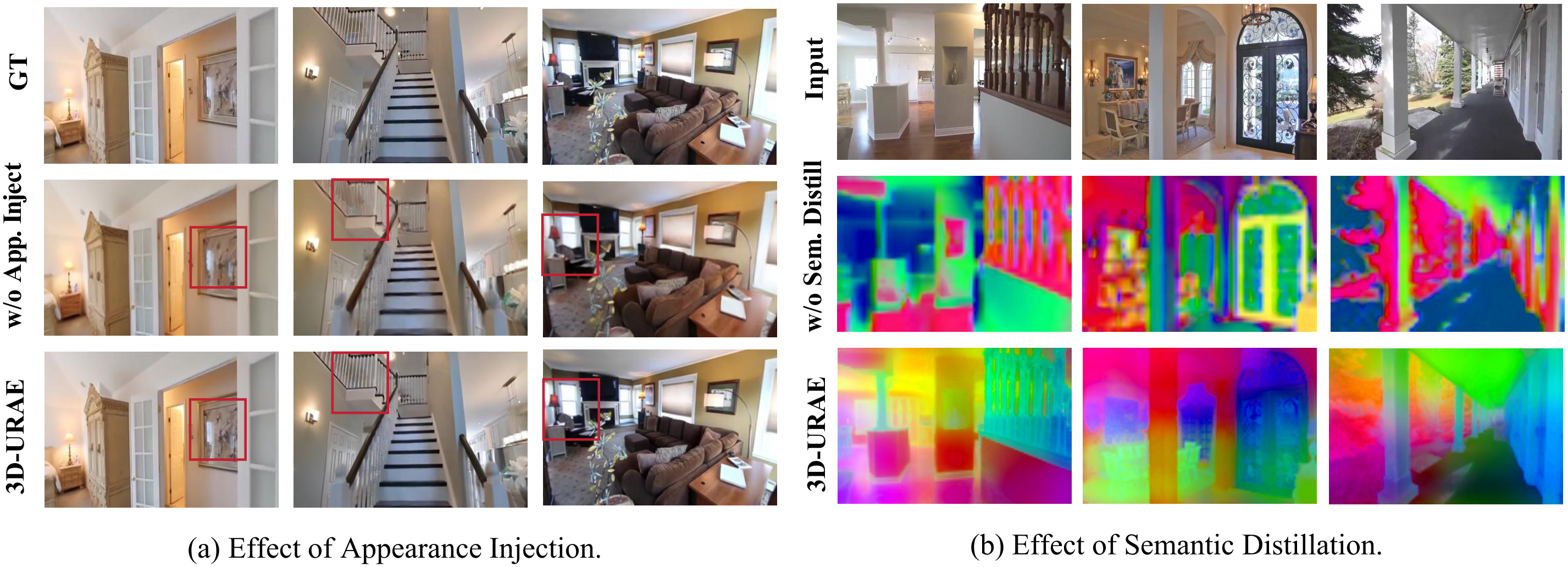 Ablation on appearance injection and semantic distillation